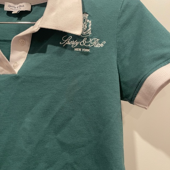 Sporty & Rich Green Polo with White Trim Tee SOLD OUT - Picture 11 of 14